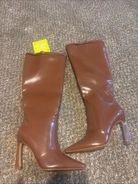Gianni Bini Chestnut Brown Pointed Toe Knee-High Stiletto Boots